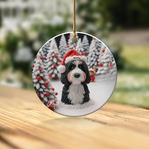 Bernedoodle Christmas Ornament, Two-Sided Doodle Decor | Sublimation Ceramic | Pet Owner Gift, Festive Holiday Keepsake image 7