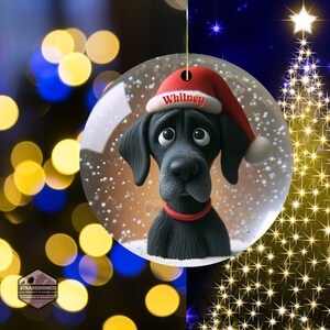 Black Great Dane Dog Ornament - Clay Style Illustration