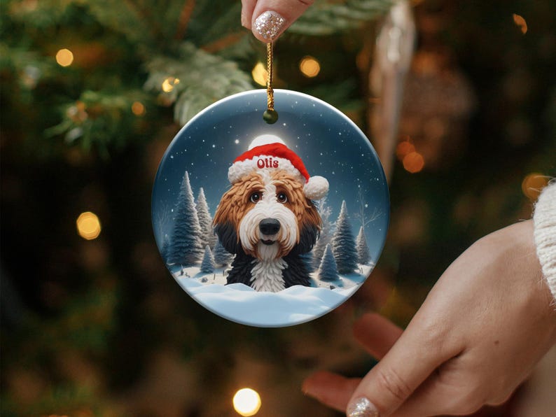 Personalized Dog Christmas Ornament, Custom Pet Ornament, Dog Lovers Gift, Christmas Tree Decoration, Holiday Pet Keepsake