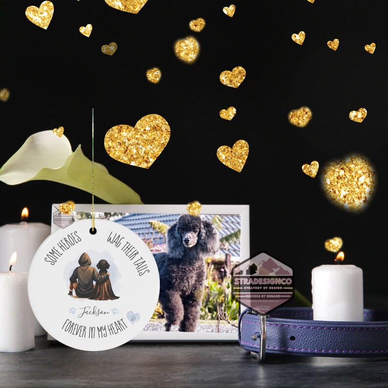 Poodle Memorial Ornament - Celebration of pet life, dog lover, pet lover, poodle mom, poodle dad, ceramic keep sake, ornament of love, dog memorial gift, cherrish pet life, cherish love, pet child, pet death, dead dog