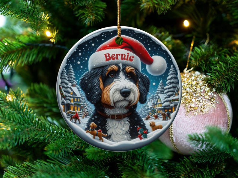 Personalized Dog Christmas Ornament, Custom Pet Portrait Keepsake, Holiday Tree Decoration, Unique Gifts for Dog Lovers