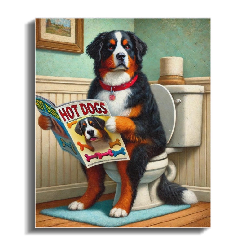 Berner sennenhundkonst: Rolig badrumscanvastavla bild 2