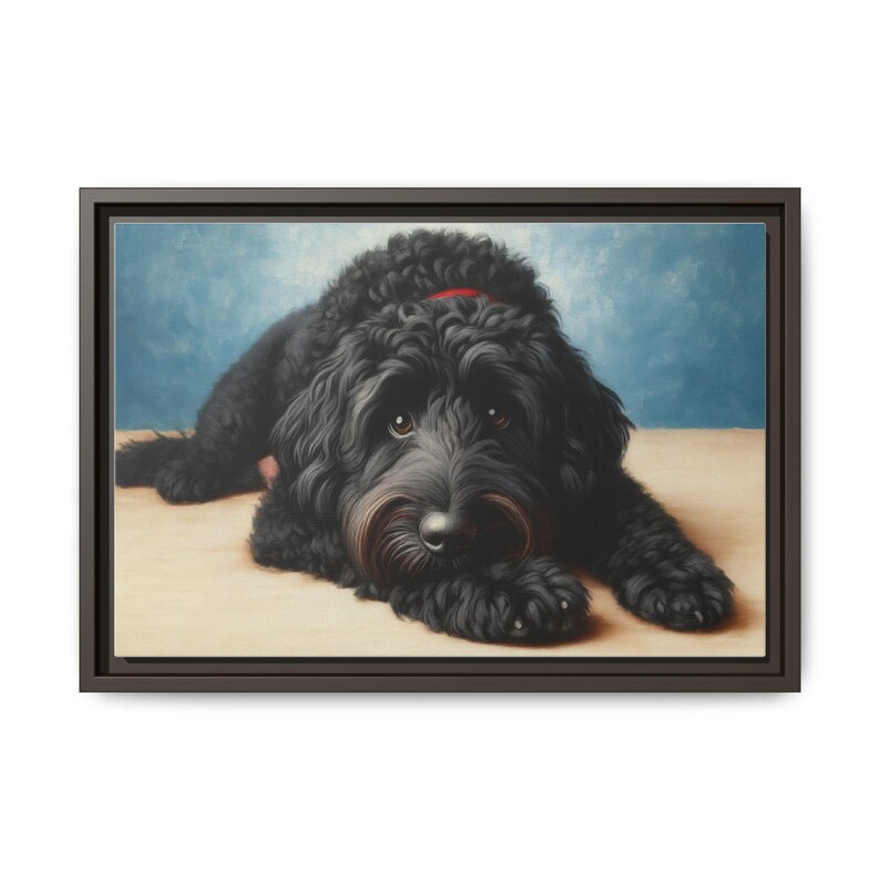 Black Doodle Dog Framed Canvas Art: Whimsical Home Decor image 9