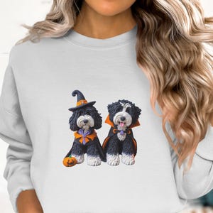 Bernedoodle Halloween Sweatshirt, Doodle Dog Costume, Pet Lover Gift image 1