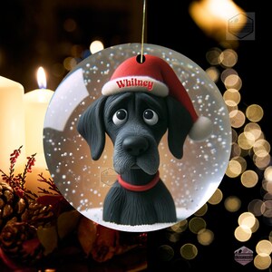 Black Great Dane Dog Ornament - Clay Style Illustration
