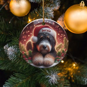 Custom Bernedoodle, Festive Tree Decor Ornament | Sublimation Print | Two-Sided Pet Lover Gift Keepsake image 9