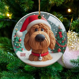 Bernedoodle Ornament, Custom Pet Name Gift - Ceramic Keepsake | Sublimation Printed | Festive Christmas Tree Decor immagine 1