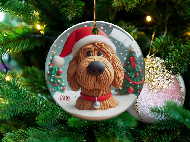 Bernedoodle Ornament, Custom Pet Name Gift - Ceramic Keepsake | Sublimation Printed | Festive Christmas Tree Decor immagine 1