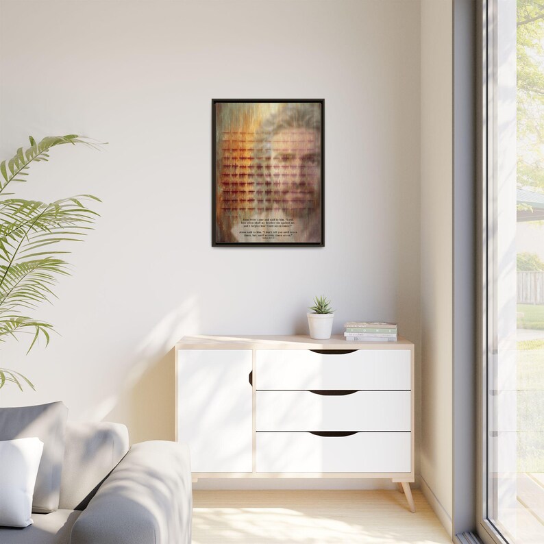 Setenta veces siete lienzo abstracto – El perdón de Jesucristo, decoración cristiana para el hogar imagen 2