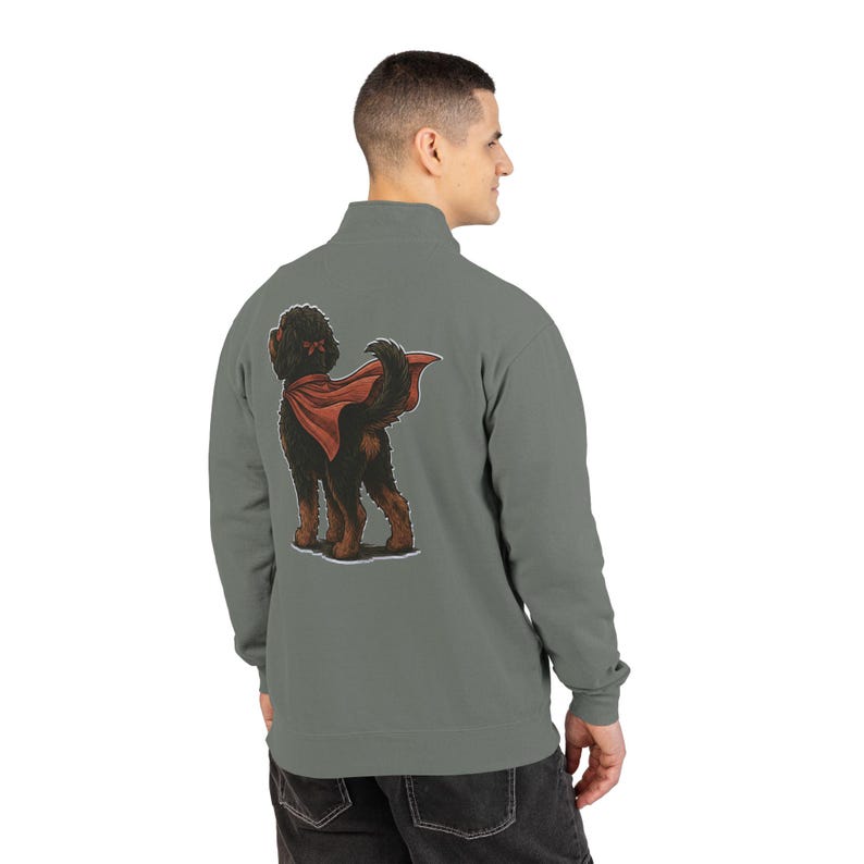 Felpa con cerniera a un quarto di lunghezza e design personalizzato Bernedoodle "Super Doodle" - Design fronte e retro immagine 12