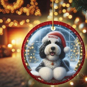 Custom Dog Ornament, Sheepadoodle Snow Globe Design (Sublimation, Ceramic) - Personalized Keepsake Gift, Holiday Tree Decor image 16