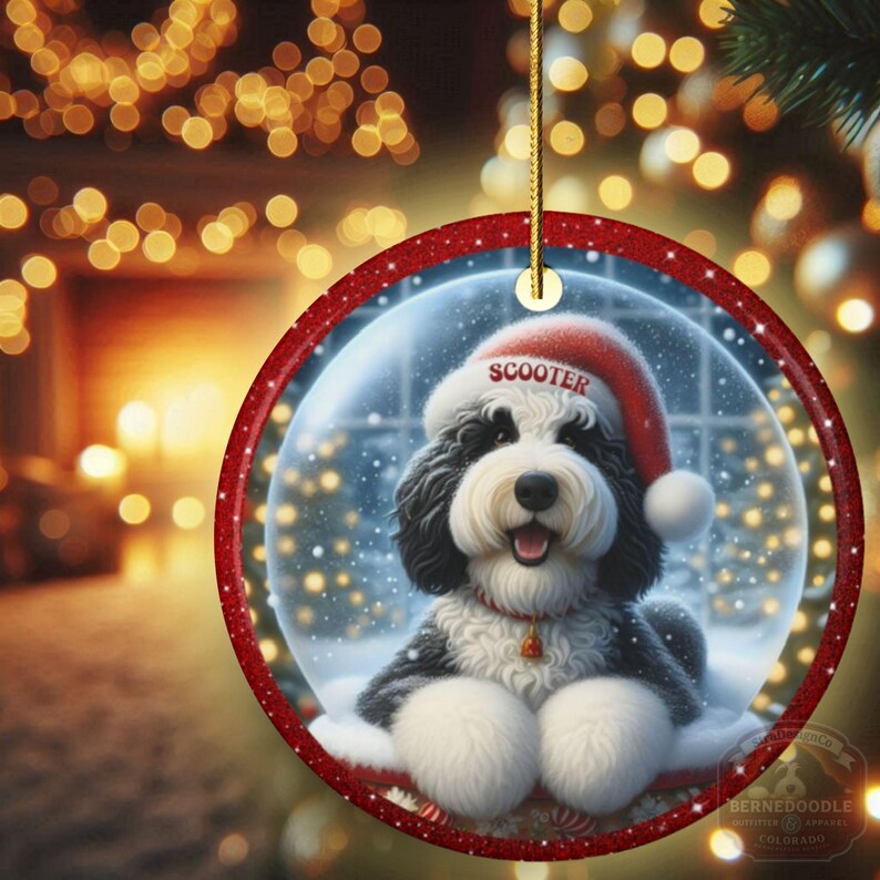 Custom Dog Ornament, Sheepadoodle Snow Globe Design (Sublimation, Ceramic) - Personalized Keepsake Gift, Holiday Tree Decor image 16