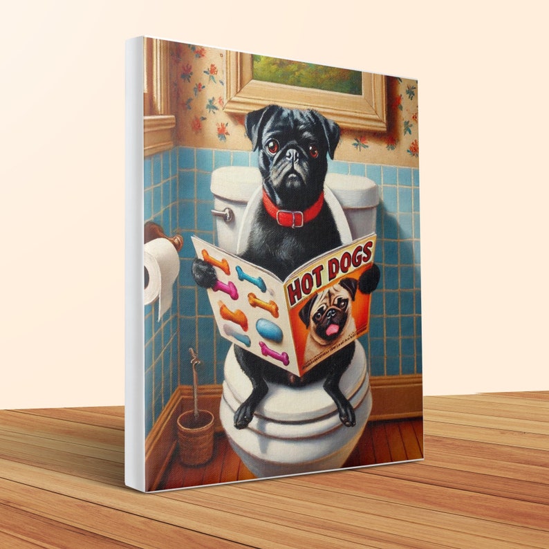 French Bulldog Toilet Canvas Art: Humorous Bathroom Decor, Pet Lover Gift image 7
