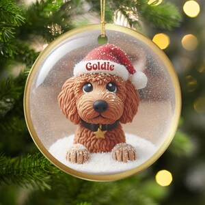 Cute Dog Christmas Ornament, Holiday Tree Decoration, Santa Hat Puppy Ornament, Festive Pet Decor, Cute Dog Lover Gift