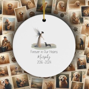 Personalized Dachshund Tribute Ornament, Doxie Watercolor Design, Custom Weiner Dog Memorial, Personalized Tribute Ornament,Dapple Loss Gift