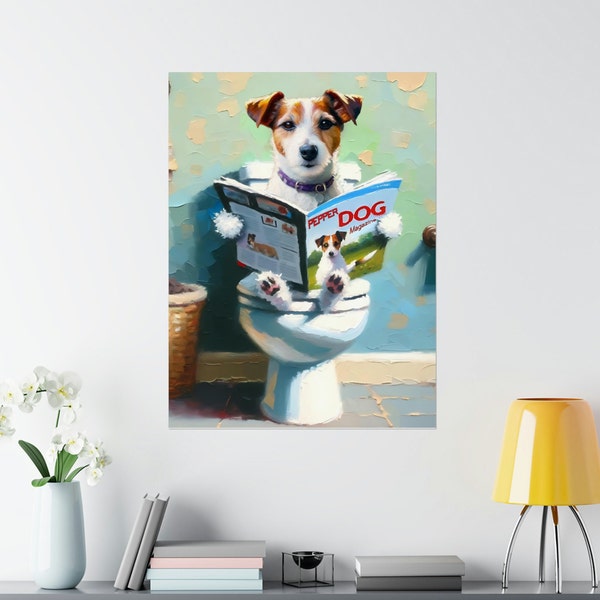 Personalized Cavadoodle Cavapoo Poster, Dog Sitting On Toilet Poster, Bathroom Dog Reading Magazine, Dog Dad, Dog Mom Gift, Dog Person Gift