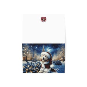 Merry Christmas Card with Adorable Puppy in Santa Hat, Holiday Greeting Card, Festive Dog Lover Christmas Card