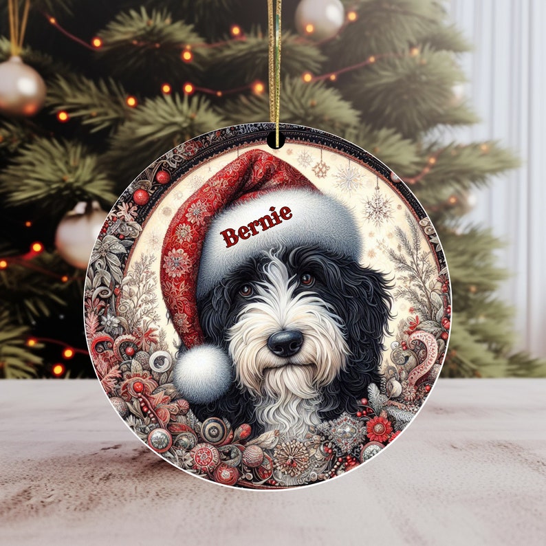 Vintage look Bernedoodle Ornament