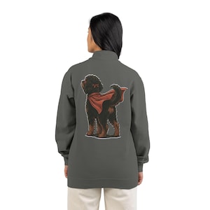 Felpa con cerniera a un quarto di lunghezza e design personalizzato Bernedoodle "Super Doodle" - Design fronte e retro immagine 11