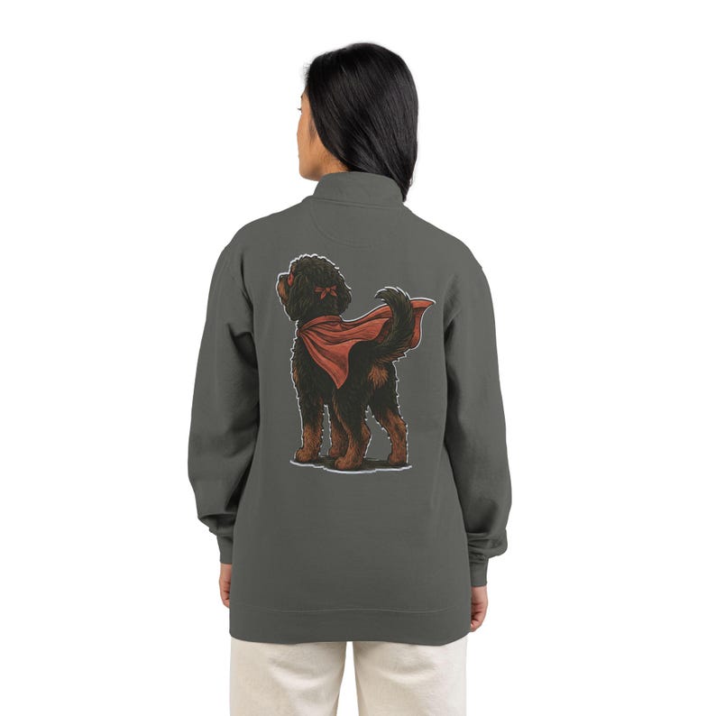 Felpa con cerniera a un quarto di lunghezza e design personalizzato Bernedoodle "Super Doodle" - Design fronte e retro immagine 11