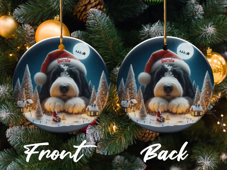 Cute Dog Christmas Ornament, Personalized Pet Ornament, Double-Sided Holiday Decoration, Custom Dog Photo Ornament, Pet Lovers Gift
