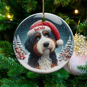 Personalized Bernese Mountain Dog Christmas Ornament, Custom Pet Holiday Decoration, Festive Dog Lover Gift, Unique Xmas Tree Decor