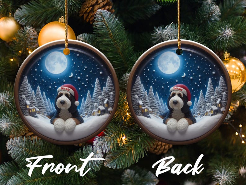 Cute Dog Christmas Ornament, Holiday Pet Decor, Winter Wonderland Dog Ornament, Christmas Tree Decoration, Festive Pet Gift