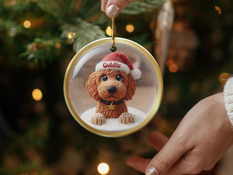 Cute Dog Christmas Ornament, Red Hat Puppy Holiday Decoration, Adorable Pet Themed Xmas Decor, Dog Lover Gift, Tree Hanging Decor