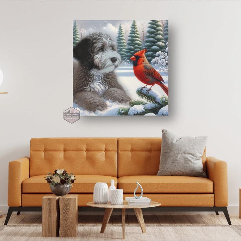 Goldendoodle canvas art, dog portrait wall art, goldendoodle decor, large canvas print, pet lover gift, gentle dog gaze art, 6x6 to 36x36 portrait, cotton fabric artwork, home decor canvas, animal art prints, detailed dog painting, goldendoodle lover