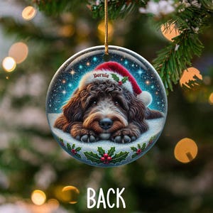 Custom Pet Santa, Bernedoodle Christmas Ornament | Sublimation Ceramic | 3-Inch Double Sided Holiday Tree Decor image 4