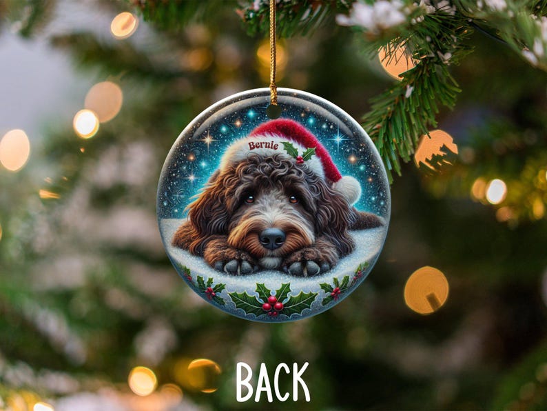 Custom Pet Santa, Bernedoodle Christmas Ornament | Sublimation Ceramic | 3-Inch Double Sided Holiday Tree Decor image 4