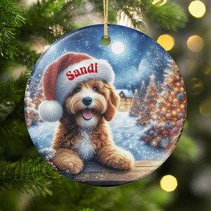 Christmas dog ornament, holiday puppy decor, festive pet decoration, winter dog lover gift, cute canine ornament, tree hanging