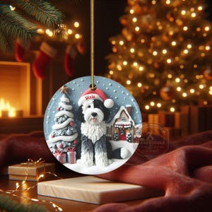 Sheepadoodle, Snow Globe Scene Ceramic Ornament | Sublimation | 3 Inch Custom Dog Name, Pet Lover Gift image 19