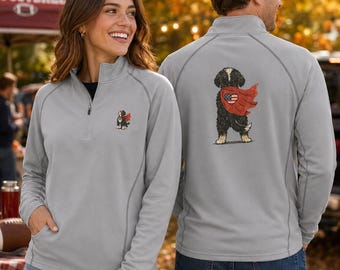 Patriotic Bernedoodle with Flag cape Quarter-Zip