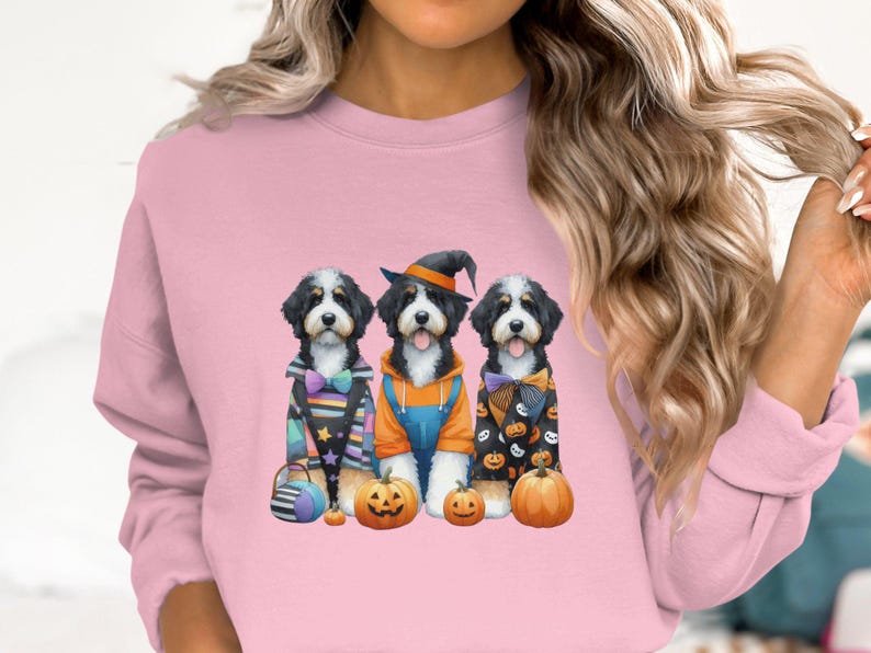 Bernedoodle Halloween Sweatshirt, Dog Lover Gift image 2
