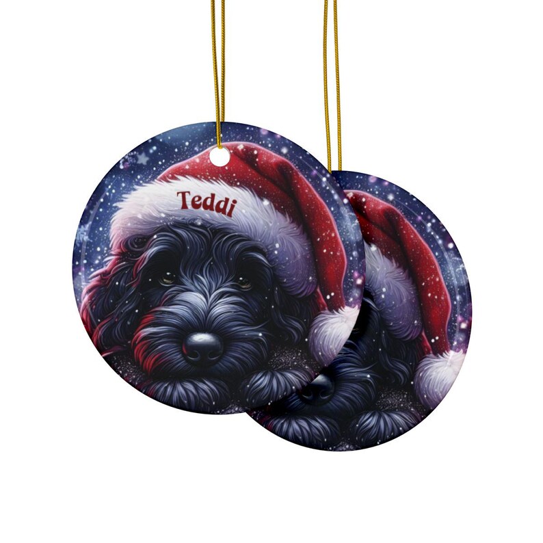 Custom Christmas Dog Ornament, Personalized Pet Christmas Decoration, Holiday Dog Lover Gift, Santa Hat Pet Ornament for Tree