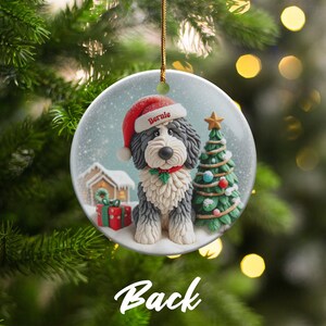 Custom Dog Ornament, Sheepadoodle Keepsake Shiny Flat | Sublimation | 3 Inch Ceramic Gift image 8