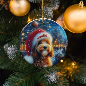 Dog Christmas Ornament, Personalized Dog Ornament, Santa Hat Dog Ornament, Pet Holiday Decoration, Custom Dog Christmas Gift
