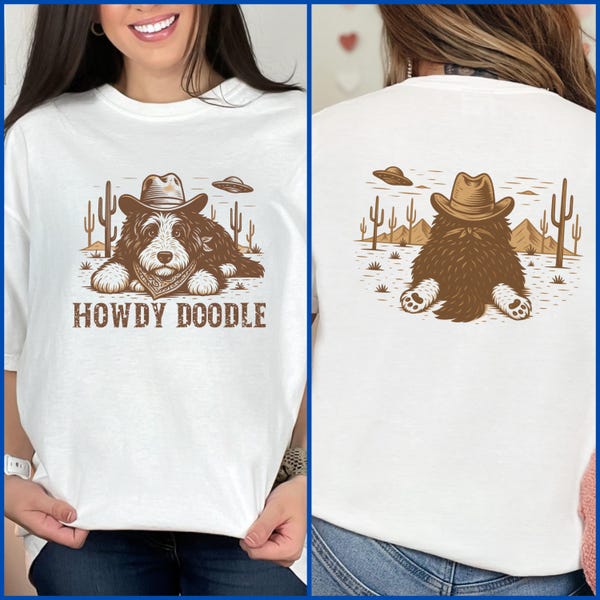 Retro Cowboy Bernedoodle UFO T-Shirt: Howdy Doodle Comfort Colors Tee