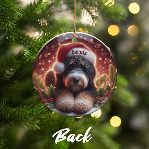 Custom Bernedoodle, Festive Tree Decor Ornament | Sublimation Print | Two-Sided Pet Lover Gift Keepsake image 6