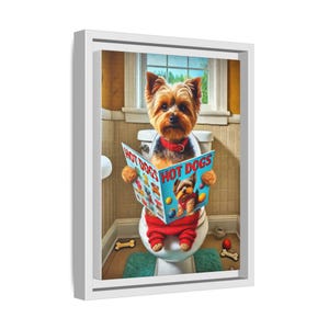 Yorkie Dog Toilet Art: Funny Bathroom Canvas Print image 3