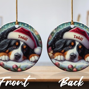 Bernese Mountain Dog Ornament, Custom Name Pet Keepsake | Double-Sided Ceramic | 3-Inch Sublimation Holiday Tree Decor immagine 7