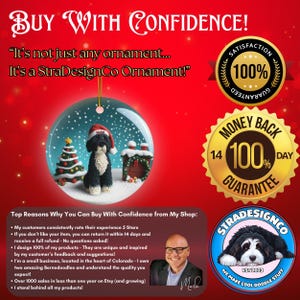 Bernedoodle Ornament, Custom Pet Christmas Decor | Sublimation | 3 Inch 2 Sided Ceramic Heirloom Gift For Dog Lover image 2