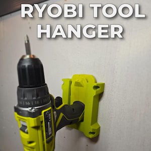 3D Printed Ryobi Tool Hanger | Garage & Workshop Organizer | Power Tool Holder Hook