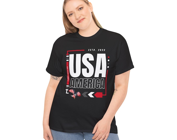 Graphic Tee with 'USA' and American Eagle Design - Patriotic Unisex T-Shirt, America Pride Shirt, Red White Blue Tee, Vintage US Flag Shirt,
