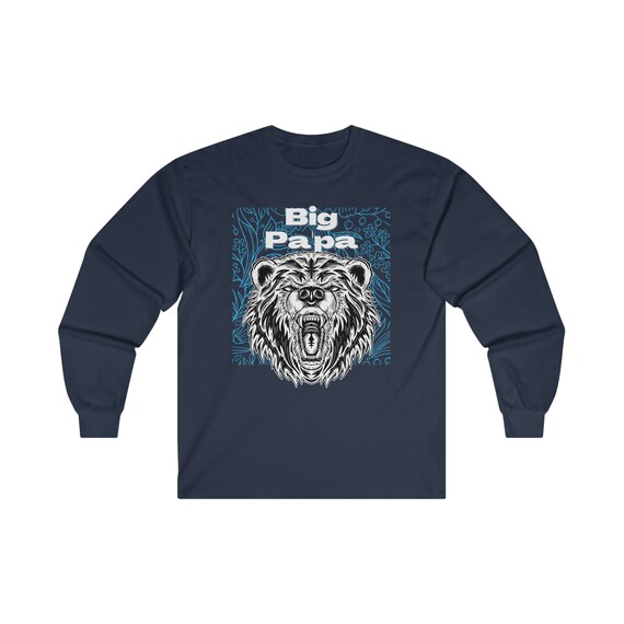 Big Papa Bear Long Sleeve Tee, Roaring Bear, Father's Day Gift