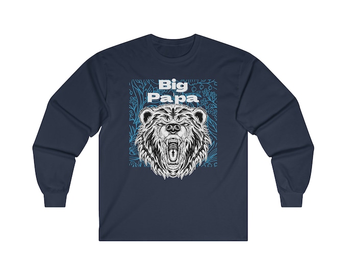 Big Papa Bear Long Sleeve Tee, Roaring Bear, Father's Day Gift