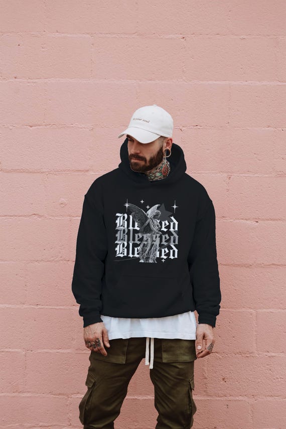Blessed Angel Stars Hoodie | Black & White