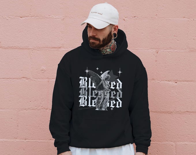 Blessed Angel Stars Hoodie | Black & White