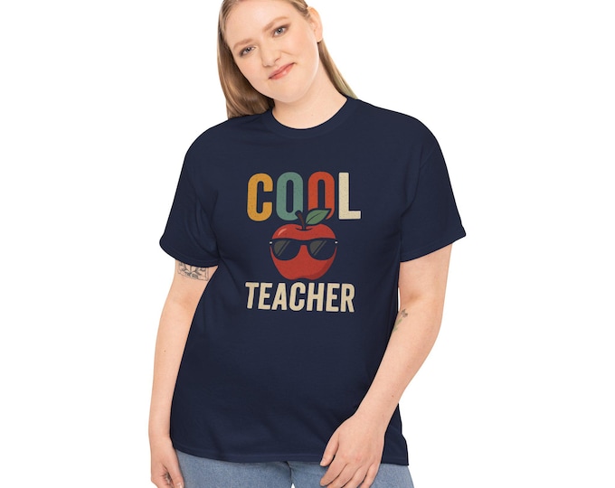 Cool Teacher Unisex Heavy Cotton Tee, Gift for Educators, Back to School, Teacher Appreciation, Casual Wear, Funny Teacher Shirt